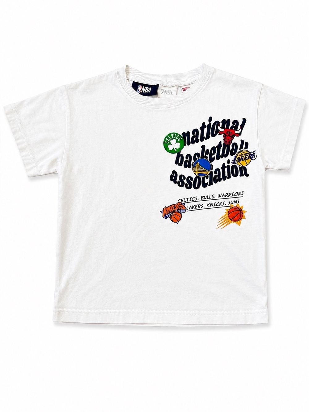 Zara NBA White Kids Short Sleeve Tee with Multicolor